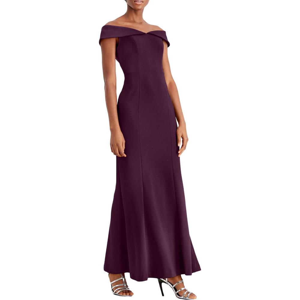 Calvin Klein Womens Purple Off-The-Shoulder Maxi Evening Dress Gown NWT